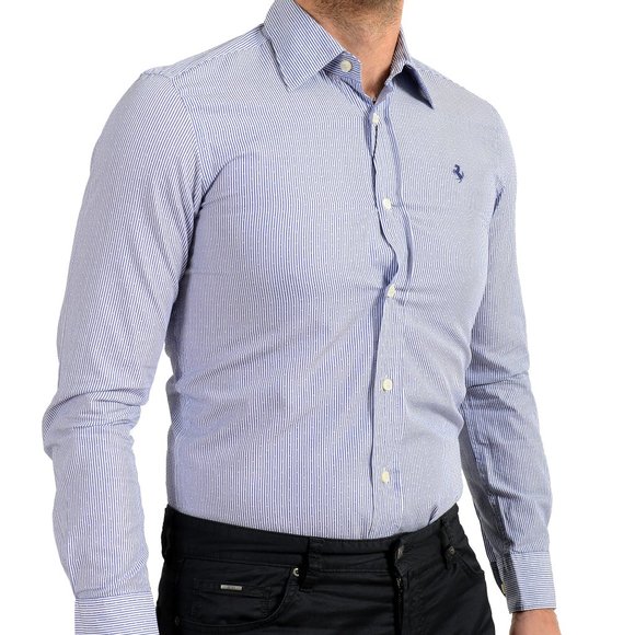 Scuderia Ferrari Men's Blue Striped Casual Button Down Shirt US S IT 48 - Picture 5 of 9